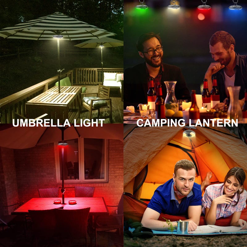 HONWELL Patio Umbrella Light, 18 LEDs 3xAA Battery Operated Umbrella Pole Light with RF Remote 80Ft Through Wall, 4 Modes, 12 Color Changing Outdoor Camping Light with Hanging Ring for Umbrellas,Tent - Image 4